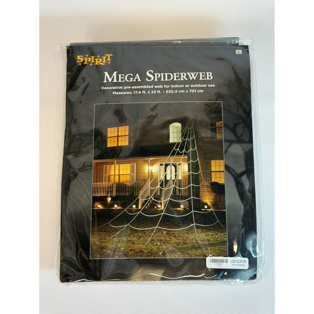 New Spirit Halloween Mega Spiderweb 17 Feet x 23 Feet Indoor Outdoor Decor